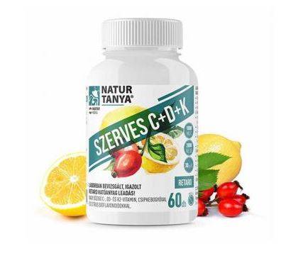 Natur Tanya Szerves C+D+K - Retard 1000mg C-vitamin, 2000IU D3-vitamin, 30g natto fermentált K2-vitamin, csipkebogyó kivonat és citrus bioflavonoidok 0