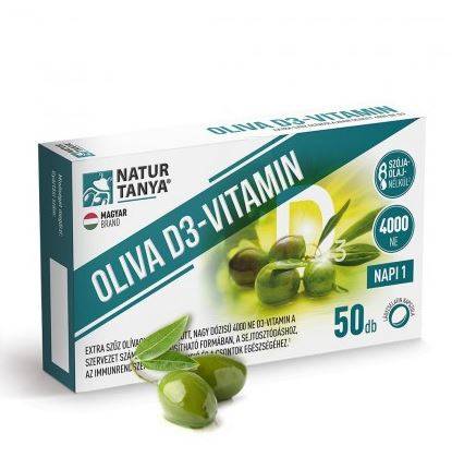 Natur Tanya OLIVA D3-vitamin - 4000 NE Quali-D aktív D3-vitamin természetes extra szűz olívaolajban oldva. 50 db 0