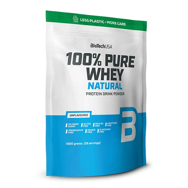 BioTech USA 100% Pure Whey Natural tejsavófehérje-koncentrátum italpor - 1000 g 0